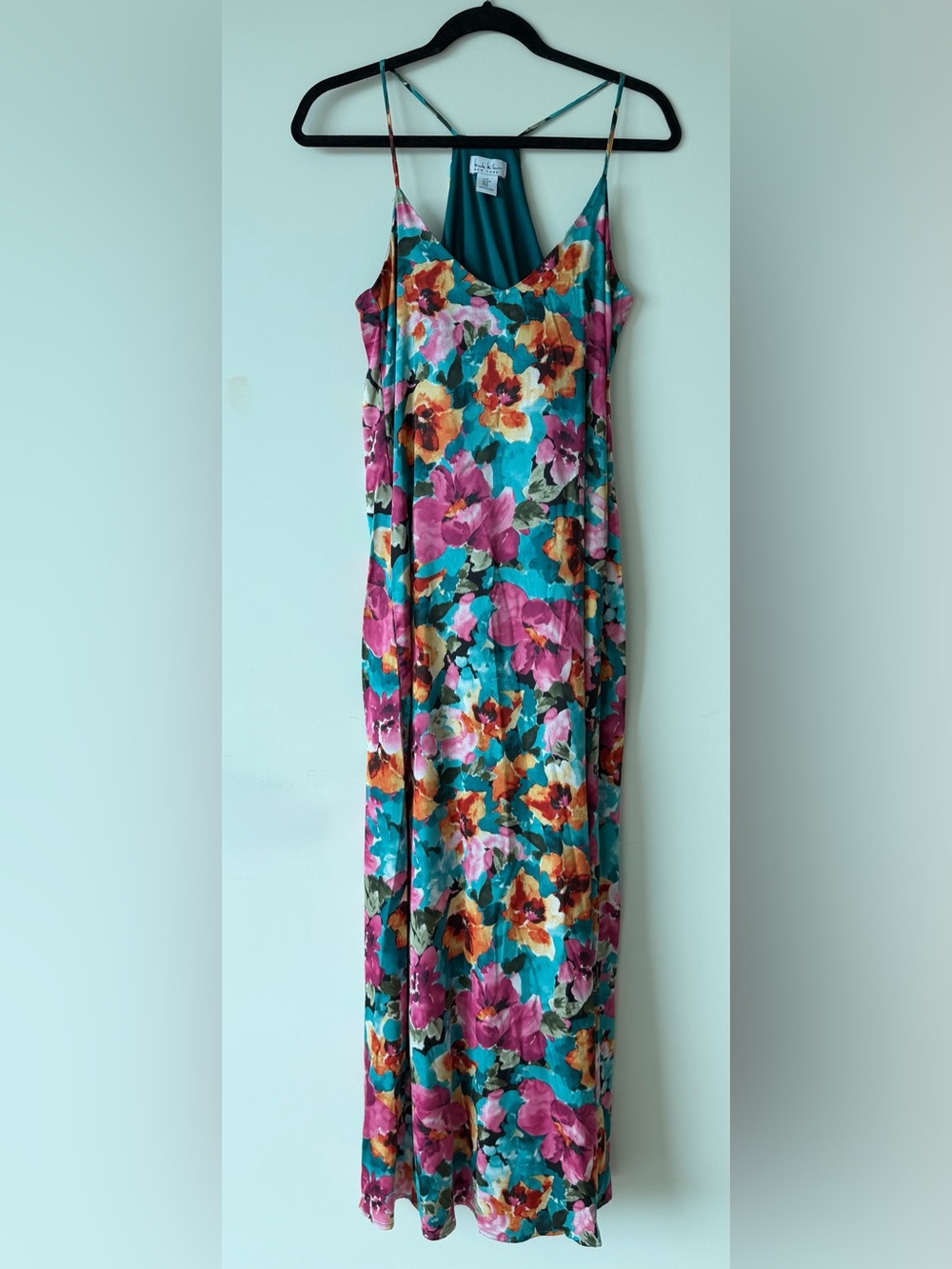 Nicole Miller Floral Maxi Dress in Turquoise & Pink
